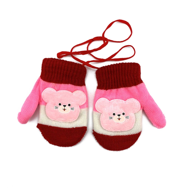 Leuke Cartoon Kat Handschoenen Winter Dikke Gebreide Baby Kids Pasgeboren Wanten Kinderen Houden Vinger Warme Handschoenen Voor Baby 0-4 Jaar Oud