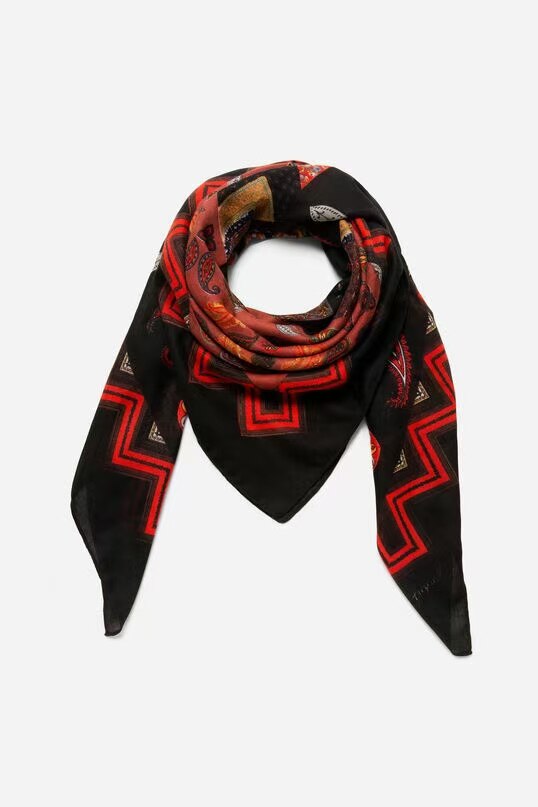 Spaanse Desigual Kleurrijke Print Dames Sjaal Geborduurde Zonnebrandcrème Zonnescherm Lange Handdoek Bloemen Strandlaken