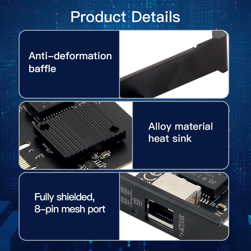 Adattatore di rete Intel I226-V PCIE a RJ45 2.5G Gigabit Ethernet 100/1000/2500Mbps Controller LAN RJ45 per desktop/PC Easy Set