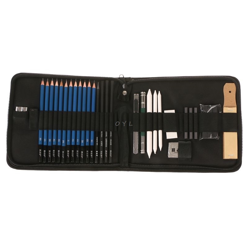 32Pcs Drawing Artist Kit Pencils Sketch Charcoal Art Craft With Carrying Bag Tools for Student Art Supplies