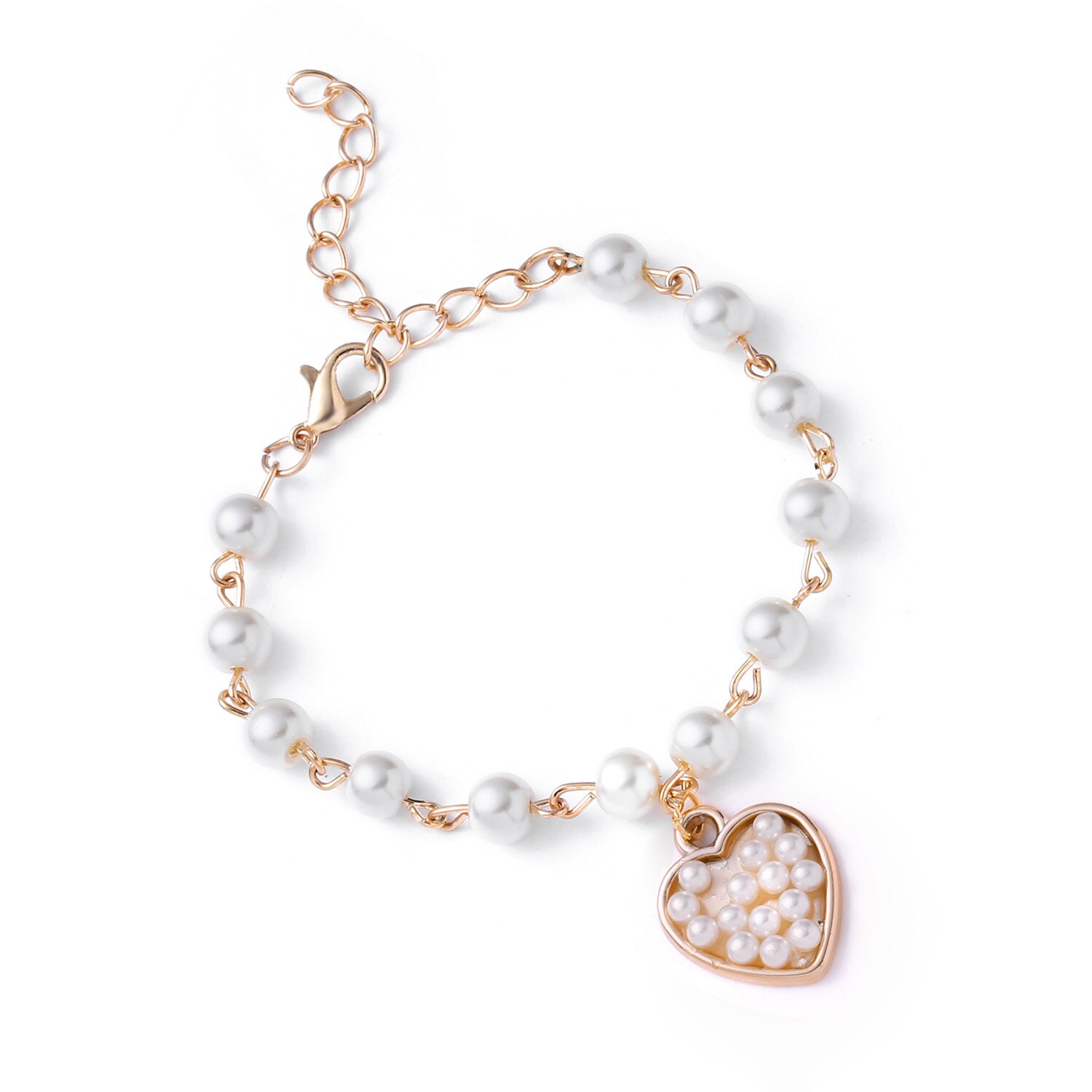 Pulsera geométrica hueca de oro para mujer, cadena de eslabones con diamantes de imitación, corazón redondo, Margarita, de joyería, 1 unidad: BR18Y0728-1
