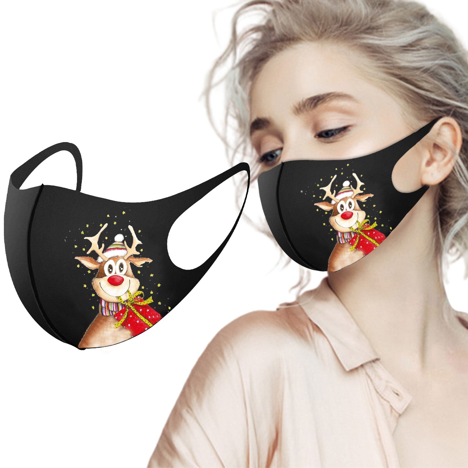 Kerst Masker Elanden Vrolijk Kerstfeest Decoraties Voor Huis Kerst Ornament Xmas Navidad Jaar: C