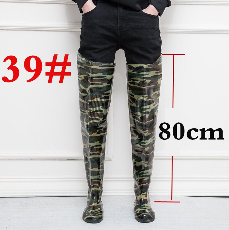 Saut en hauteur 80cm Camouflage bottes de pêche 0.55mm PVC intégré sans couture combinaison bottes de pêche respirant bottes de pêche: 39