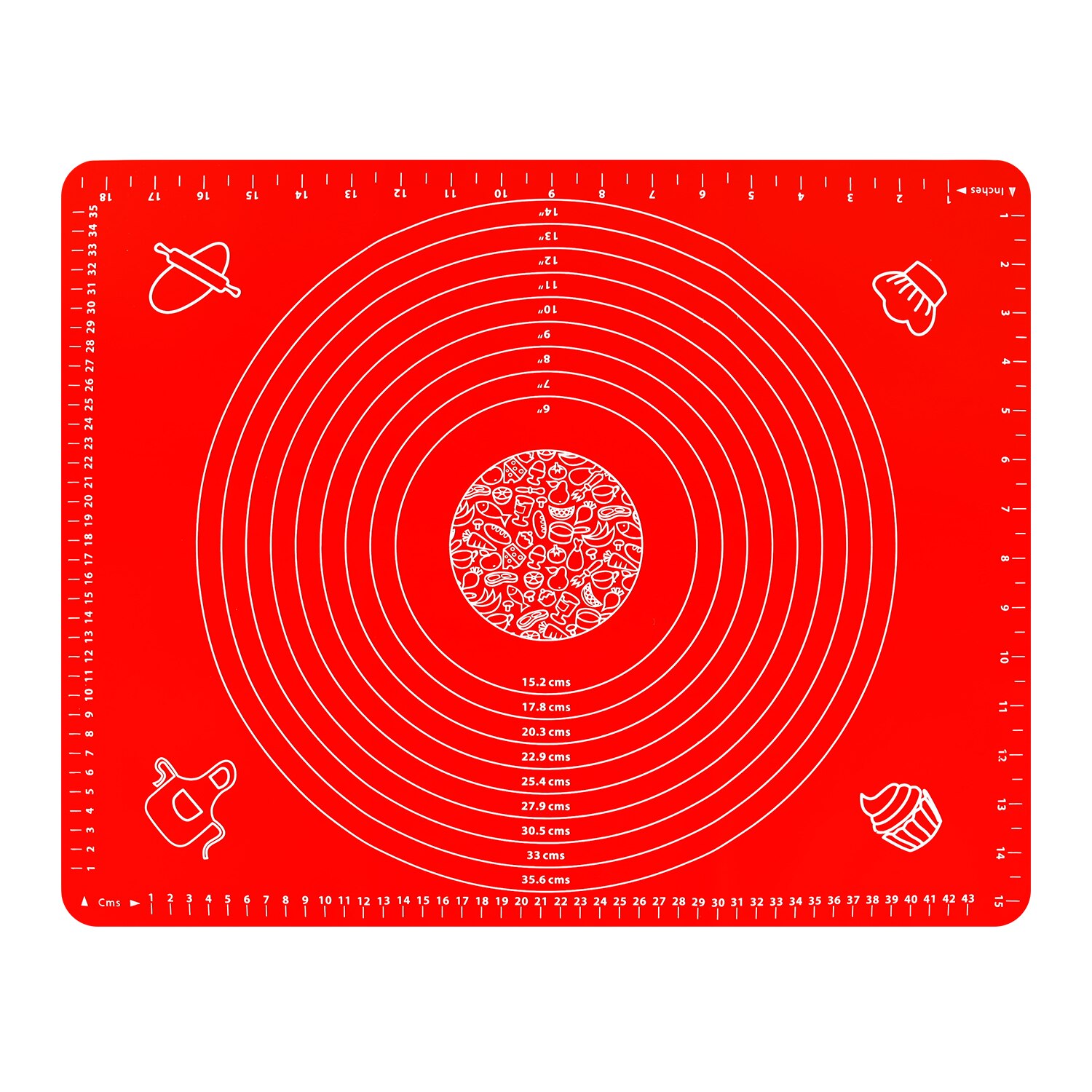 Thicken Silicone Kneading Dough Mat Scale Non-Stick Kitchen Baking Tool Cake Board Large Soft High Temperature Rolling Dough Pad: Red