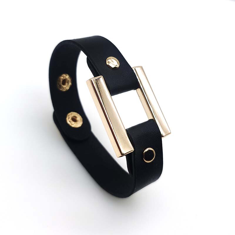 D&d læderarmbånd til kvinder bred cirkel spænde charme justerbar wrap armbånd smykker