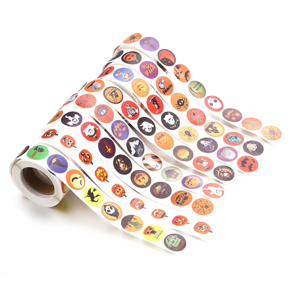 500 stuks halloween ronde stickers zelfklevende etiketten papieren snoepzakken stickers verpakking seal verpakking knutselen