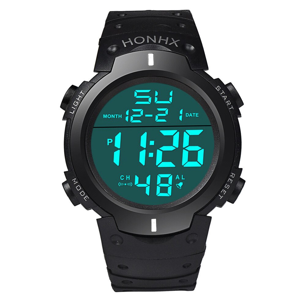 Uhren Herren Wasserdicht männer Junge Lcd Digital Stoppuhr Datum Gummi Sport Armbanduhr Wasserdichte Uhr Einfache: A