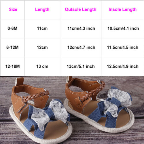 Pigesandaler sommersko lærred børn spædbørn småbørn baby pigesko blød sål sløjfe knude slip prewalkers sandaler