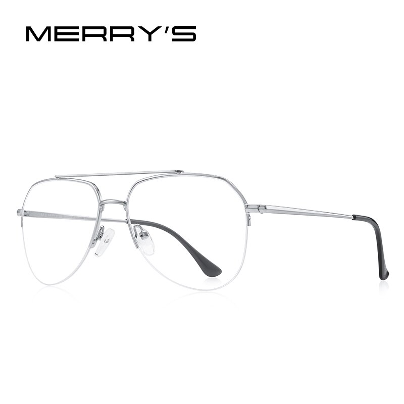 MERRYS-gafas clásicas de piloto para hombre y mujer, gafas graduadas para miopía, montura óptica S2690: C03 Silver