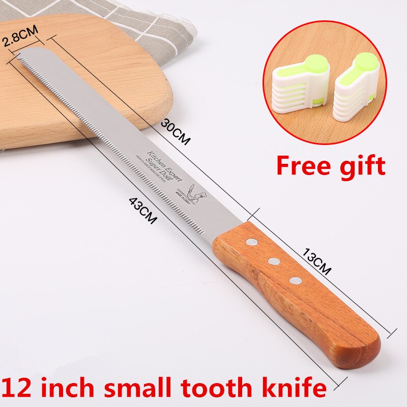 Stainless steel bread knife Saw cake slicing tool baking toast knife coarse tooth fine tooth cake saw knife Snack Dessert Slicer: 12 inch small tooth