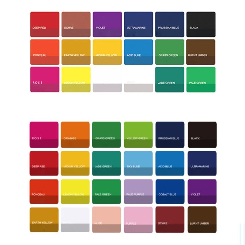 18/24 farver gouache maling sæt med palet 30ml akvarel til kunstnerstuderende giftfri