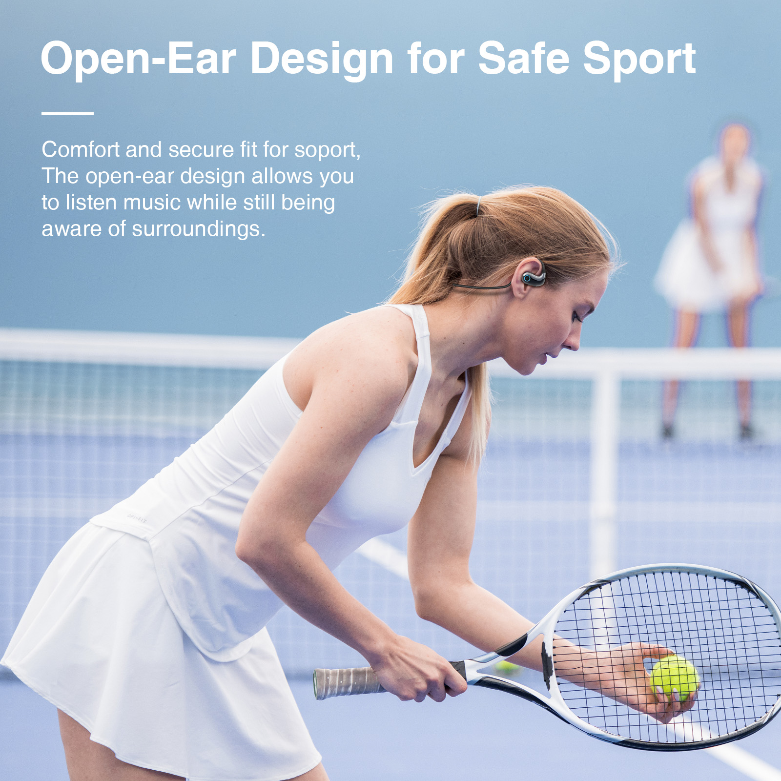 Bezprzewodowe słuchawki Bluetooth 5.4 sportowe redukcja szumów słuchawki z otwartym tyłem Mikrofon HD można podłączyć 2 urządzenia w tym samym czasie
