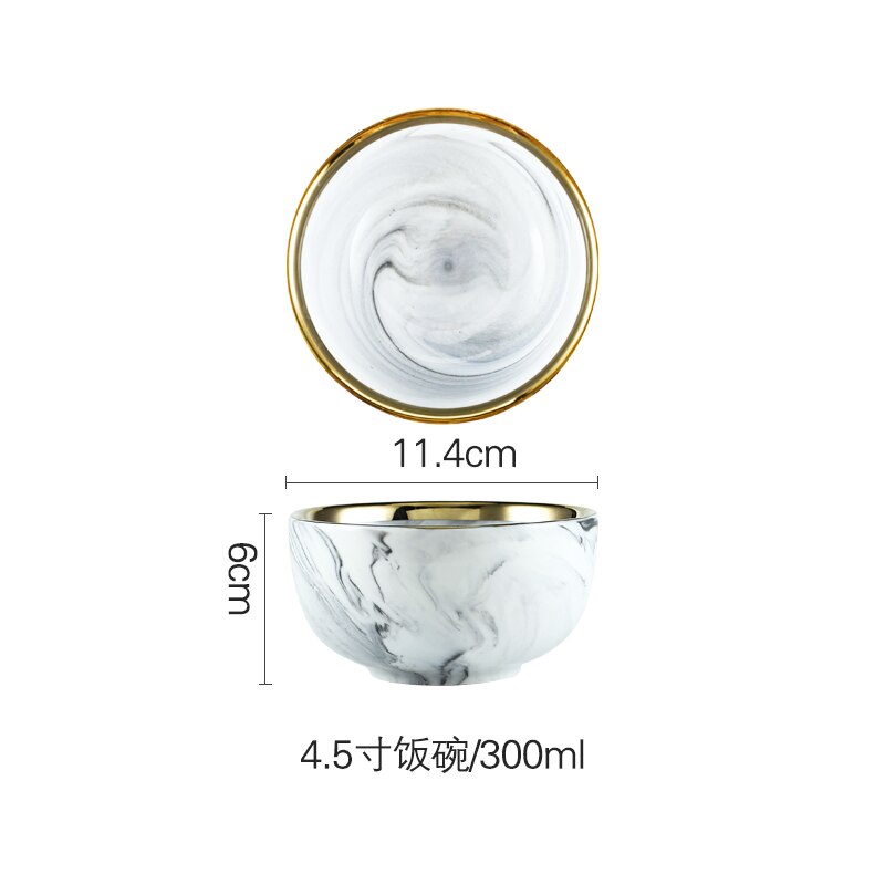 Phnom Penh Marmer Servies Keramische Plaat Thuis Plaat Servies Set Restaurant Decoratieve Servies Ronde Schalen en Borden Sets: 11.4x6cm