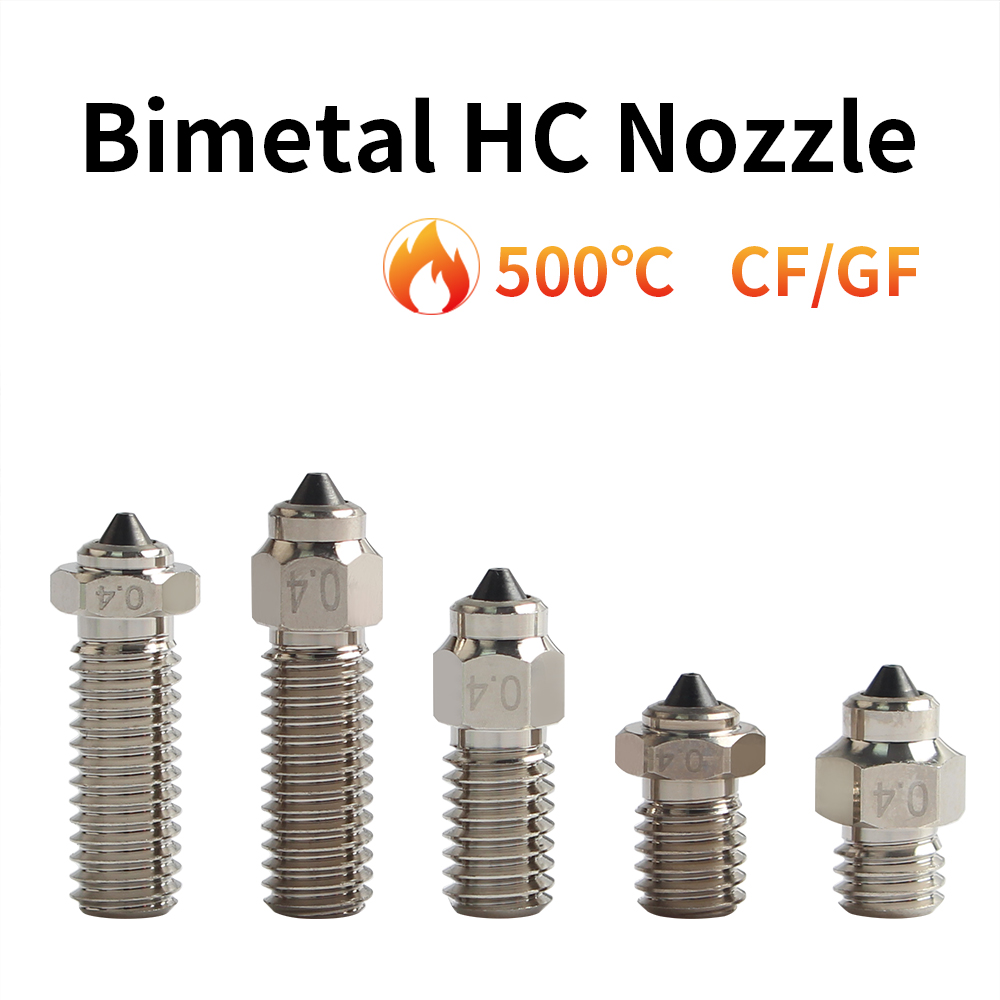 Boquilla bimetálica HC para V6/Volcano/Mk8 Hotend Neptune4 K1, boquilla DLC de acero endurecido y cobre, impresora 3D de desgaste de alta temperatura