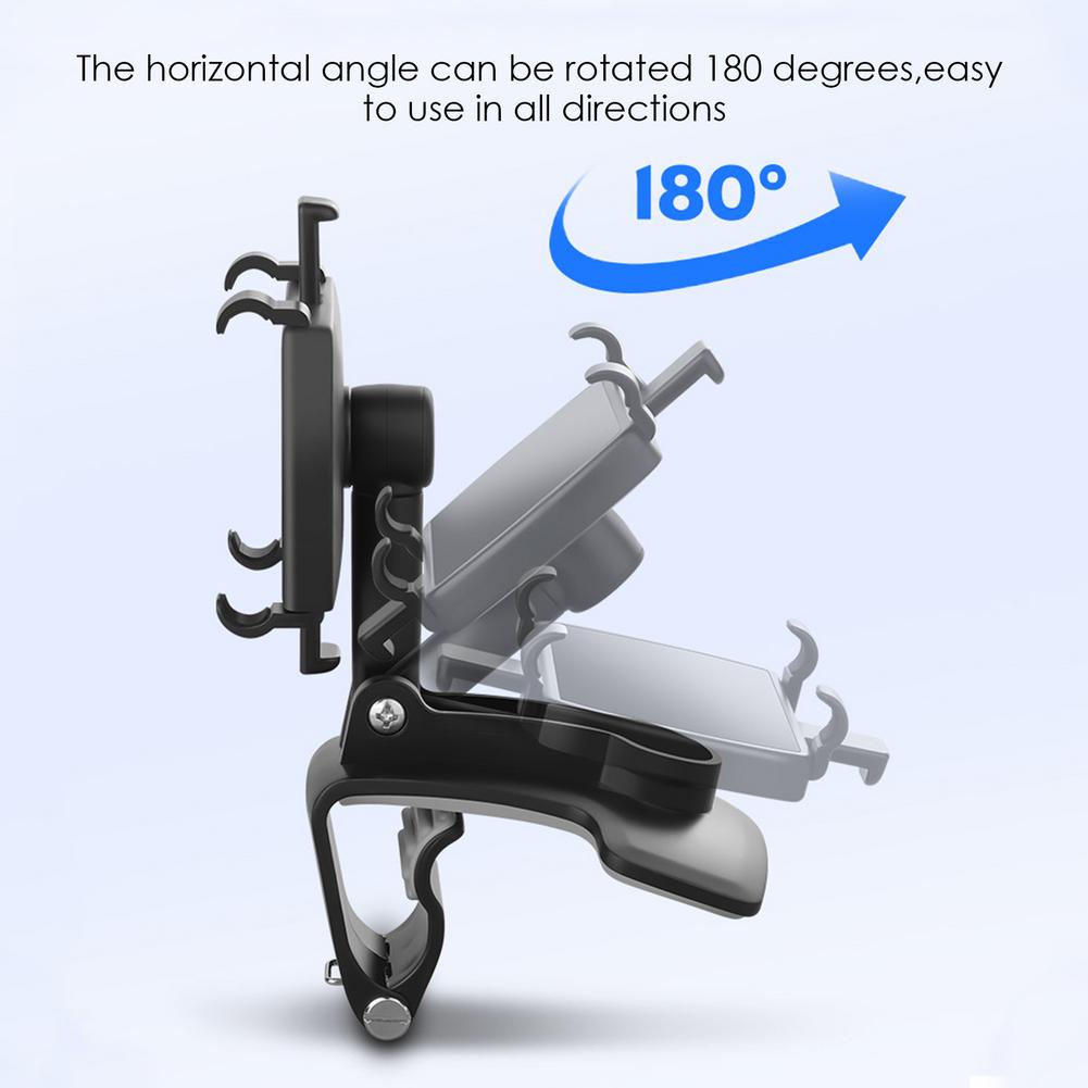 Car Phone Holder 360 Degree Mobile Phone Stands Rearview Mirror Sun Visor In Car GPS Navigation Bracket Retractable Stand