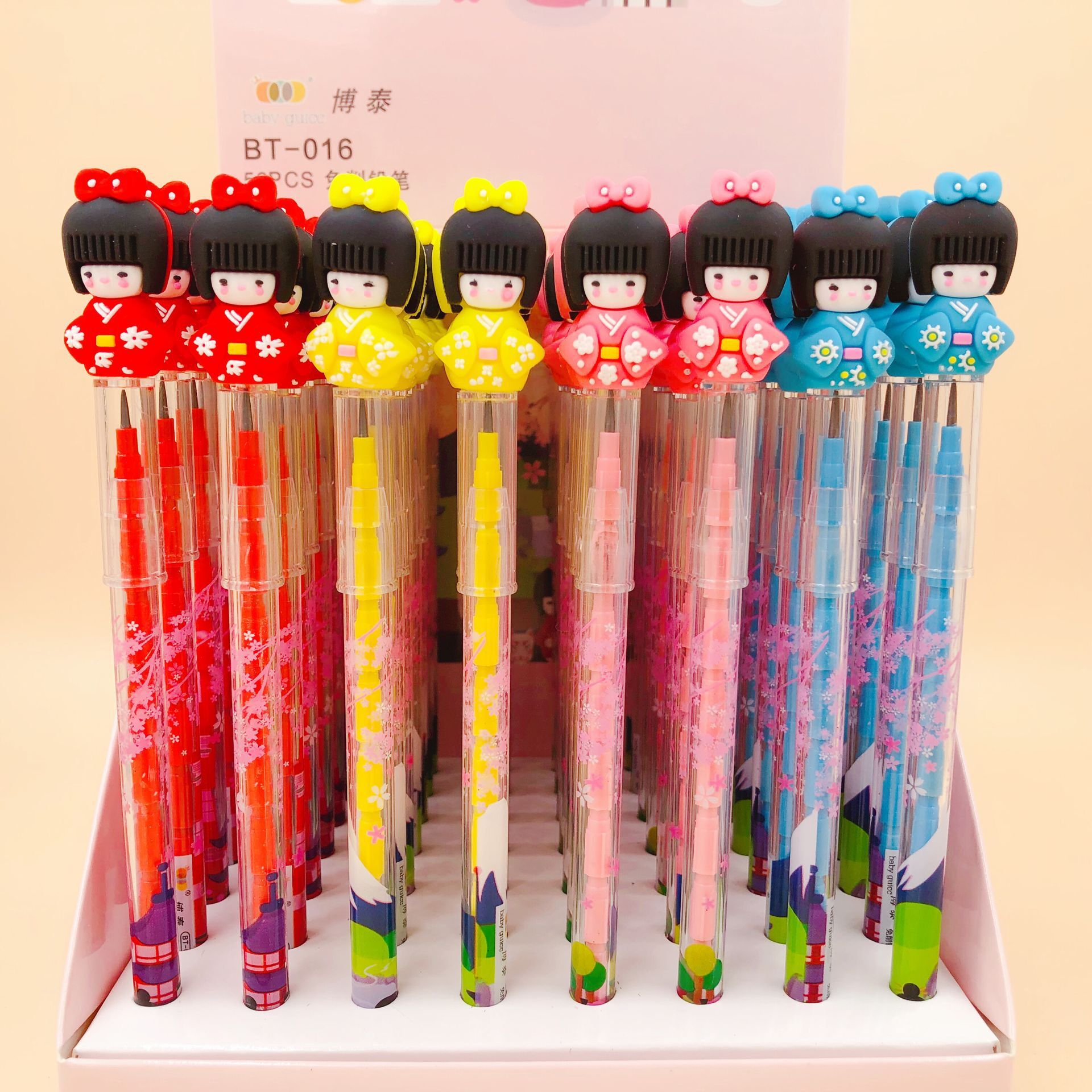 Poupée Kimono Kawaii, crayon mécanique, stylo automatique , papeterie , fournitures d'écriture pour bureau et école, 56 pièces/lot