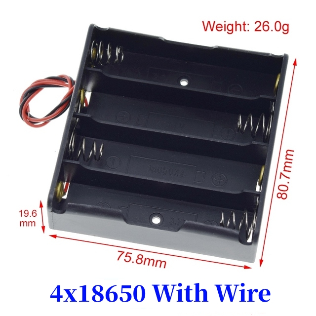 Caja de soporte de batería AA/18650 de tamaño estándar de plástico negro con cable de plomo 3,7 V/1,5 V Clip: Marfíl