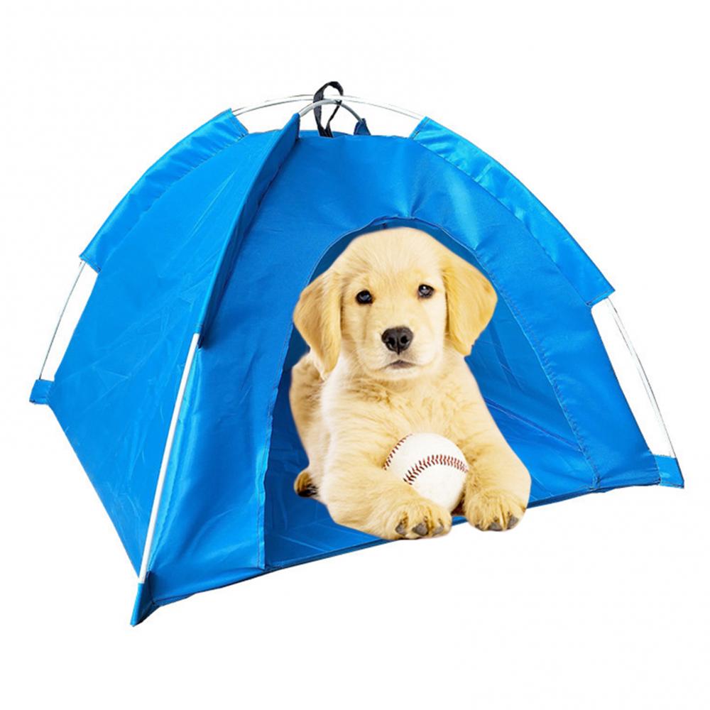 Indoor Outdoor Huis Ademend Portable Wasbaar Pet Puppy Kennel Hond Kat Glasvezel Vouwen Blauwe Tent Voor Reizen