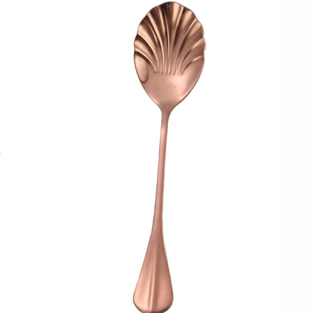 Shell Drinking Tea Spoon Economic Healthy Spoons Coffee Spoon Home Stir Dessert Ice Cream: Rose gold