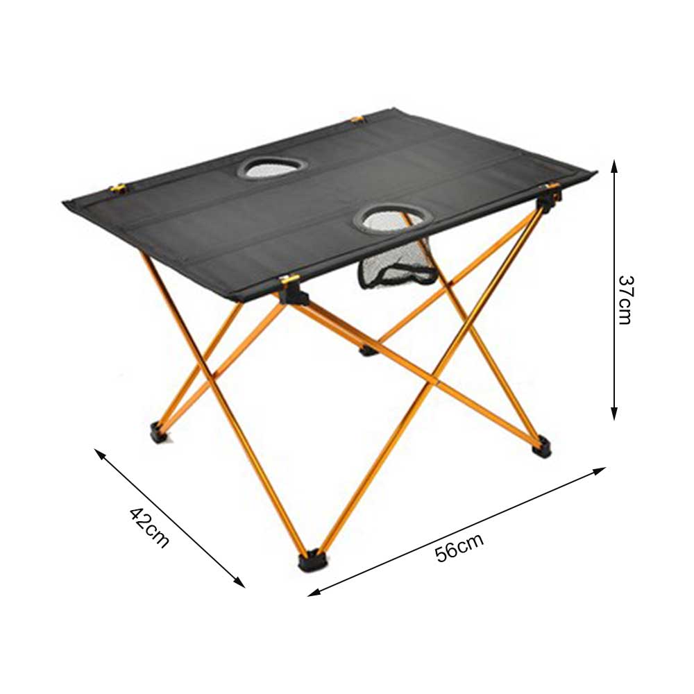 Aluminum Alloy Portable Table Outdoor Furniture Foldable Table with Cup Holder Camping Hiking Desk Outdoor BBQ Picnic Table: Orange