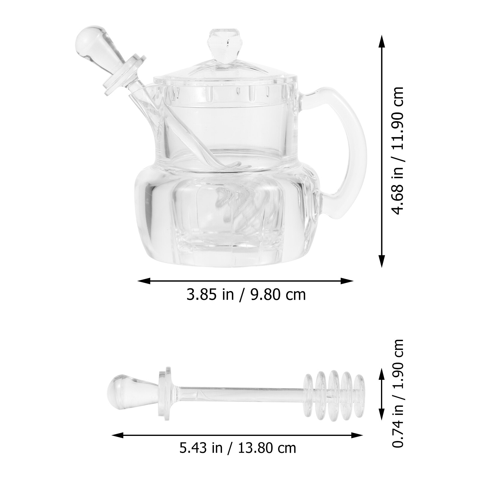 1 Set of Acylic Honey Container Syrup Sugar Pot with Stirring Rod for Kitchen