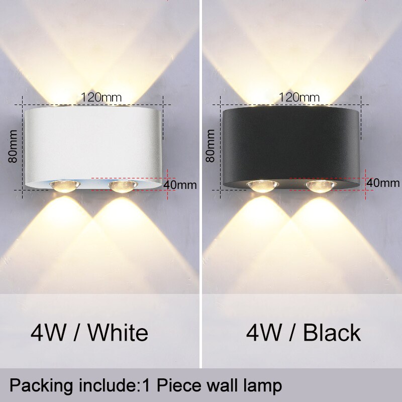 Ip65 cob led utomhus vattentäta verandalampor modernt hem f inredning upp och ner aluminium vägglampa korridor balkong  ac85-265v zbw 0010: 4w / Kall vit / Vit kropp