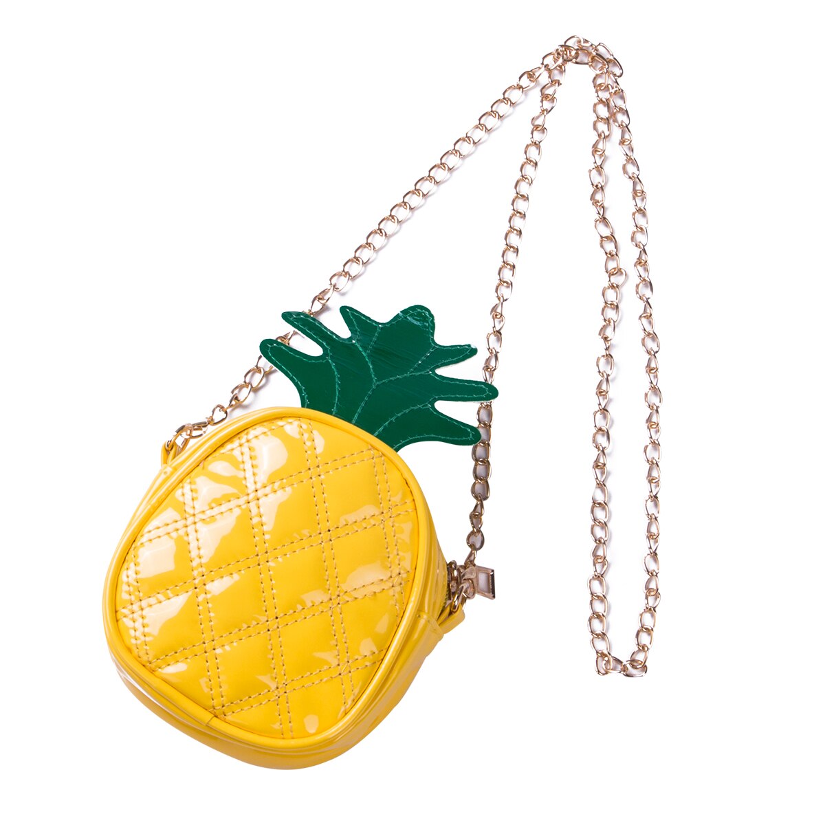 1Pc Zomer Kids Pu Lederen Tas Draagbare Kinderen Zandbak Speelgoed Verstelbare Riem Eenvoudige Vlakte Rugzak Pouch Ananas Zak: YELLOW