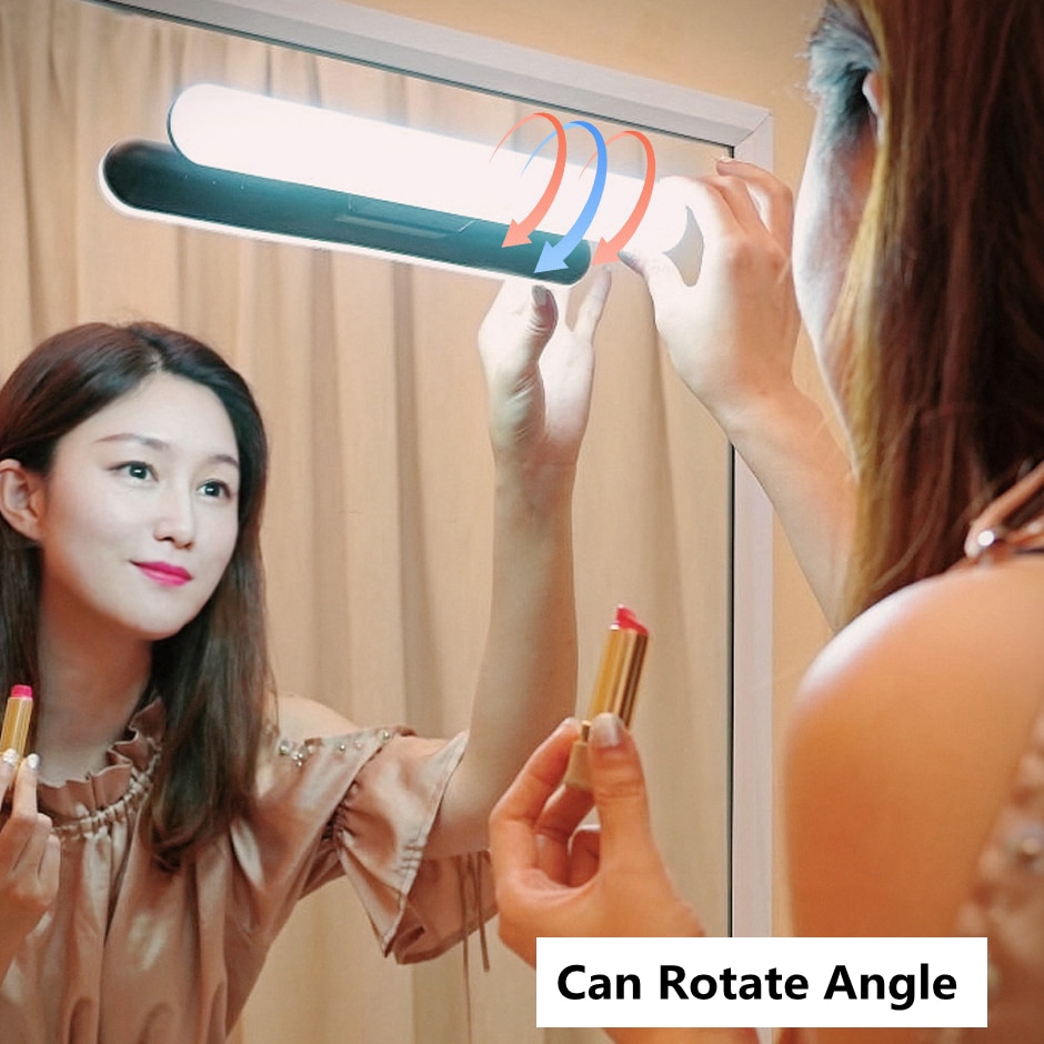 Trinløs dæmpning ledet makeup lampe bar lys usb genopladeligt hængende magnetisk lampe touch switch spejl lys selfie makeup lys