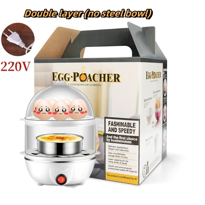 Eggkoker er en frokostgjenstand for late mennesker hjemme. mini multifunksjonell dobbeltlags dampet mais- og eggdamper: Hvit