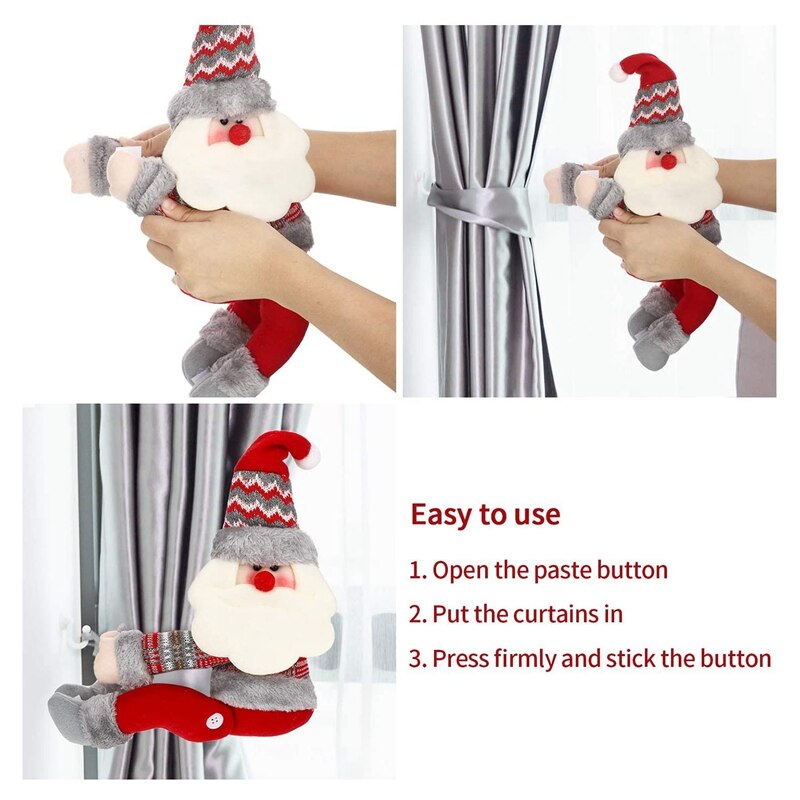2 Pieces Christmas Curtain Buckles Curtain Tiebacks for Xmas Home Decor Window Accessories (Santa Claus)