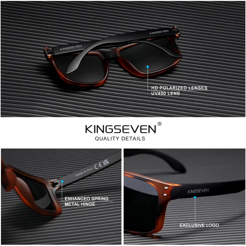 KINGSEVEN Retro TR90 Polarized Square Sunglasses Women Men Carbon Fiber Pattern Outdoor Sports Eyewear