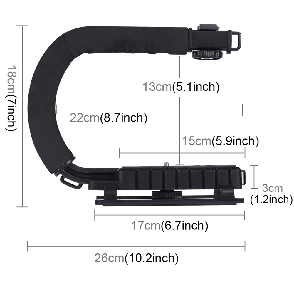 Puluz Voor Steadycam U-Grip Schoen Mount C-Vormige Enkele Handgreep Camera Stabilisator Voor Steadicam Sony Canon Nikon dslr Stabilizer