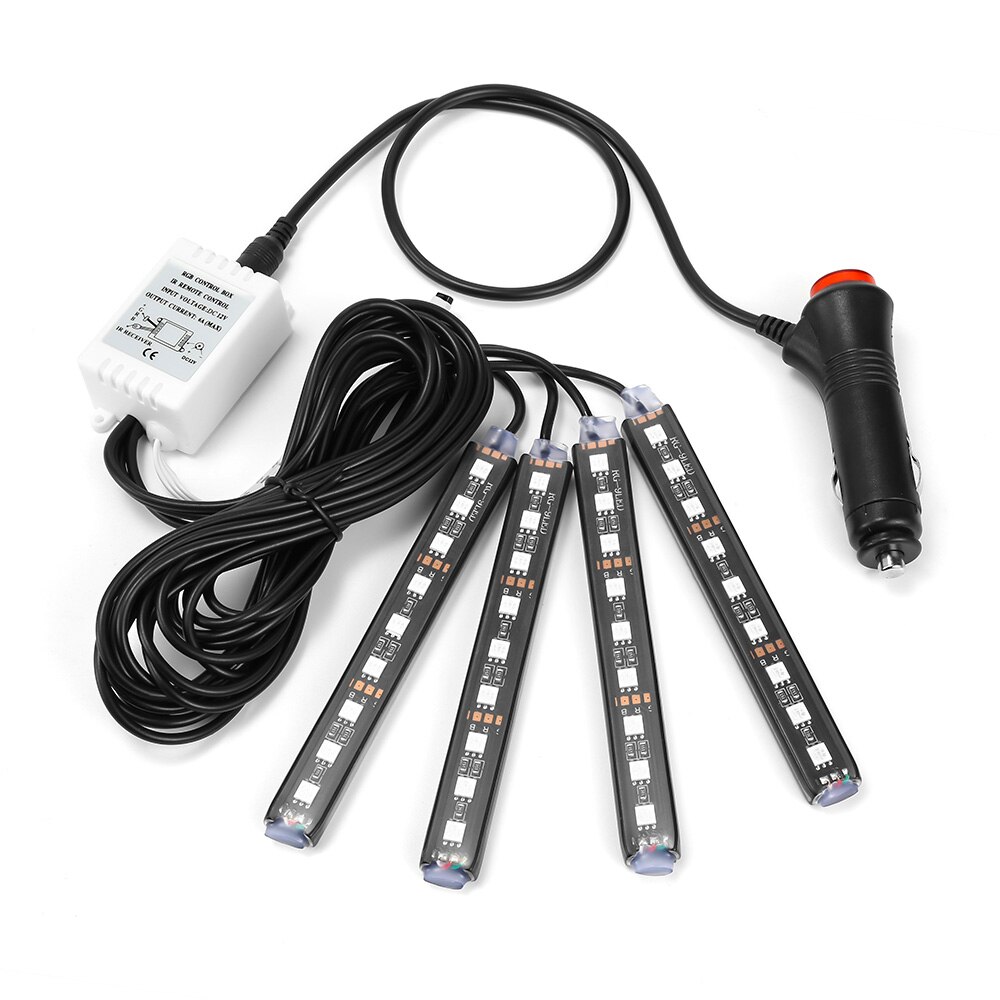 4 stuks auto rgb led drl strip verlichting led strip verlichting kleuren led auto interieur verlichting decoratieve sfeerlamp met afstandsbediening
