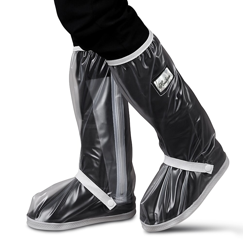 Waterproof Shoe Covers Outdoor Zipper Water Resistant Shoes Rainy Boots Covers PVC Folding Anti-Slip Cycling Overshoes Cover: White / 2XL
