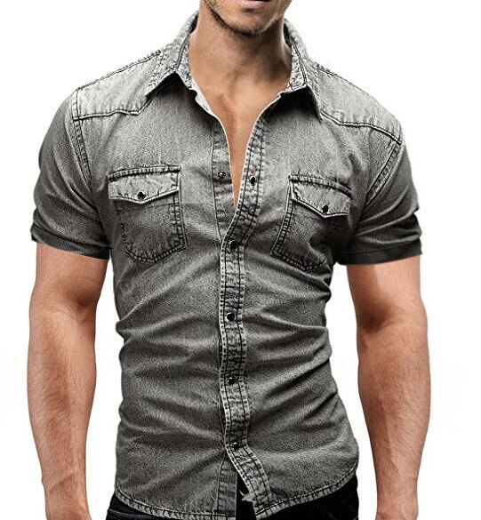 Camisas de mezclilla de hombres de verano de para – Grandado