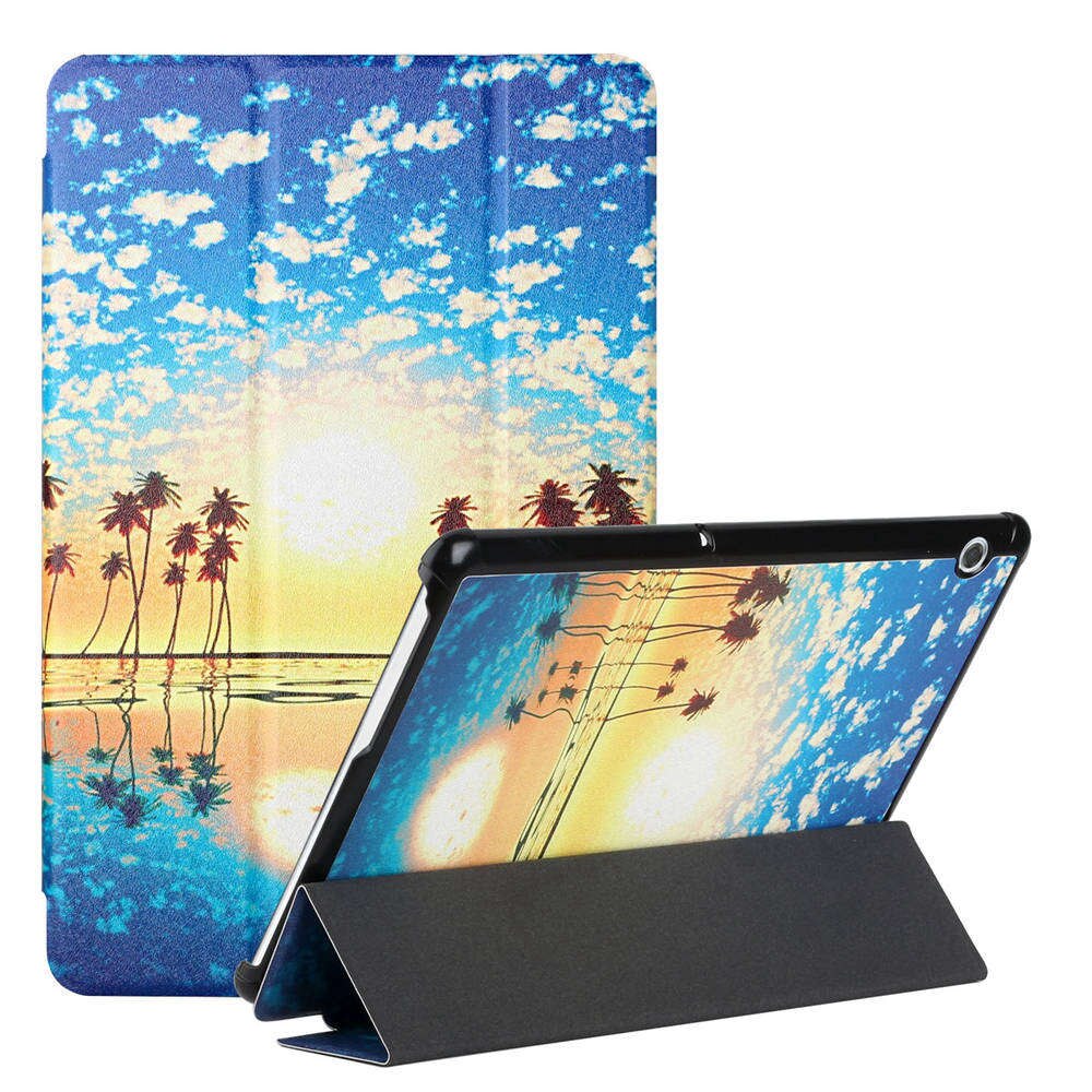 Silk Pattern Tri-Fold Case For Lenovo Tab M8 TB8505F FHD 8705F 8.0 Stand Cover Single Bottom Tablet Case + PenFilm