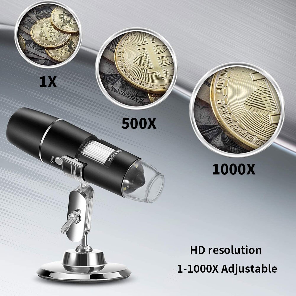 Sans Fil USB Numérique Loupe Microscope Électronique 1X-1000X Avec 8 LUMIÈRE LED WiFi Caméra D'ENDOSCOPE USB Pour Smartphone