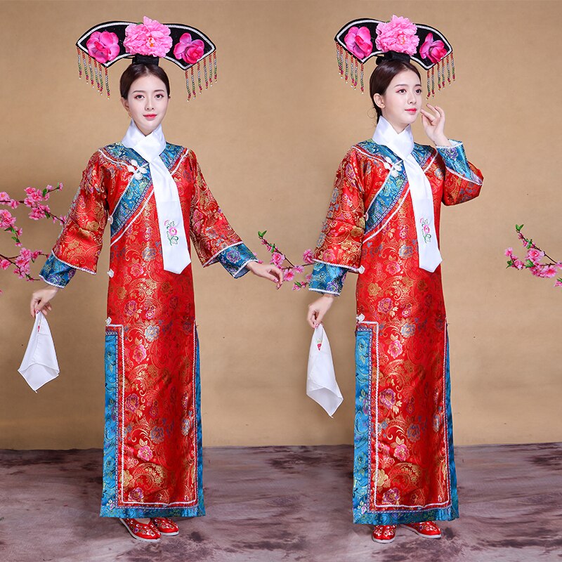 Chinese Ancient Traditional Infanta Dramaturgic Costume Qing Dynasty Robe Dress costume ball Costume