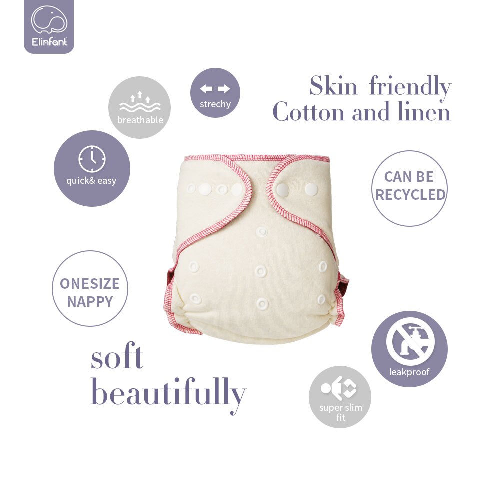 Elinfant Kawa polarny runo wielokrotnego użytku dopasowana pieluszka jeden rozmiar noc AIO i AI2 pieluszka dla niemowląt zmywalna konopna pieluchy z tkaniny 1 szt. Opakowanie