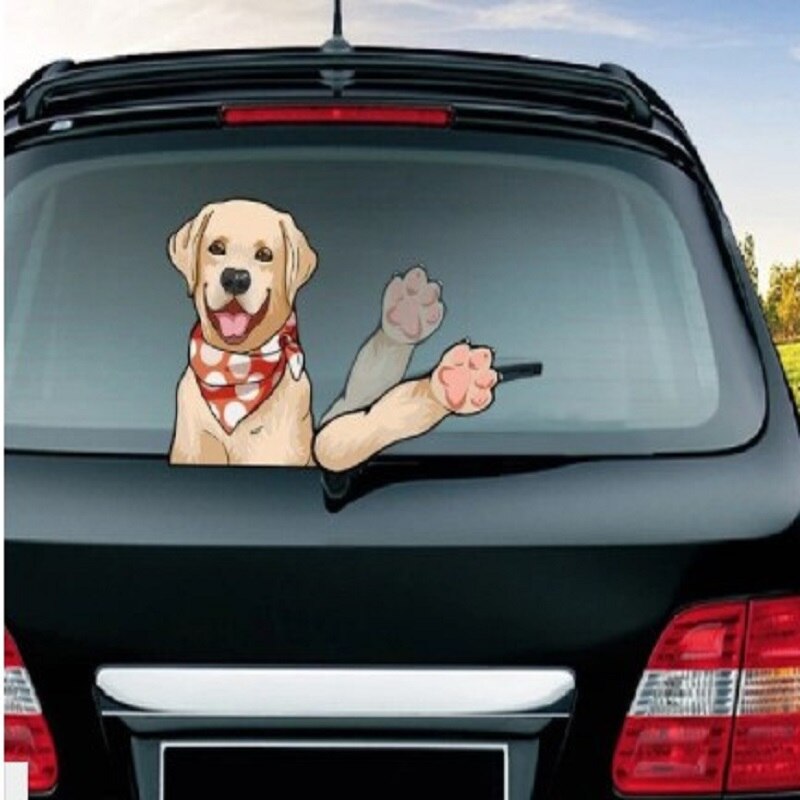 Joylive auto ruitenwisser stickers voor autoproducten auto stickers en decals labrador hond zwaaiende ruitenwisser stickers: Labrador hond