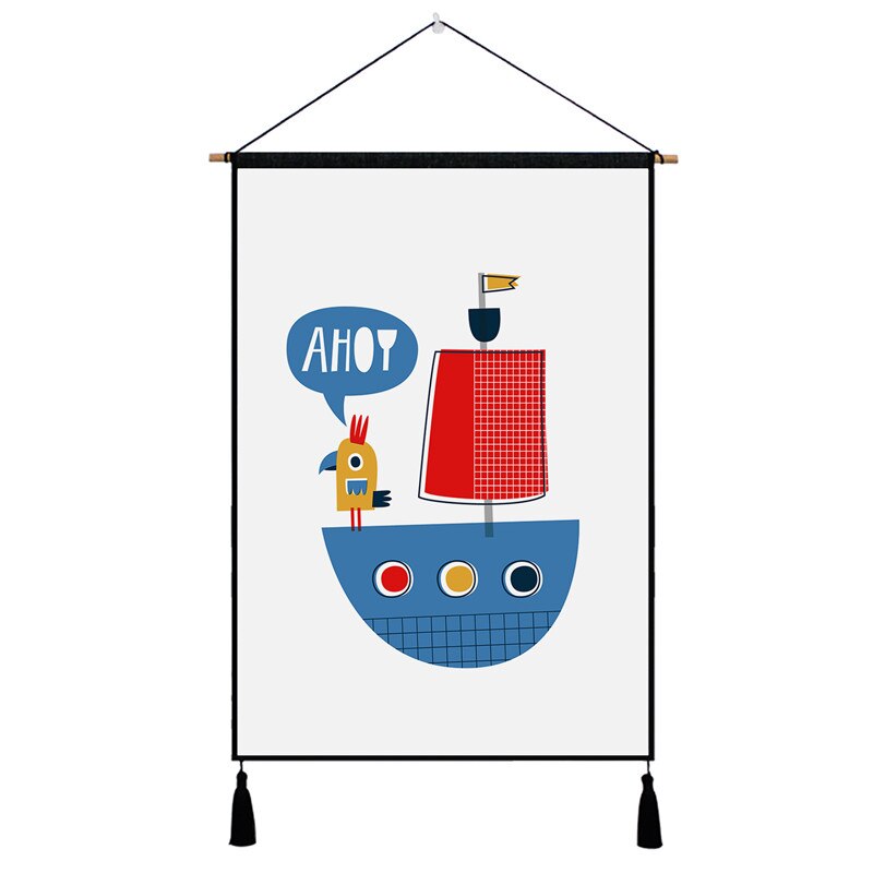 Cute Cartoon Character Nordic Tapestry Hanging Wall Picture Cotton Cloth Art Beautiful Apartment Dorm Living Room Decoration
