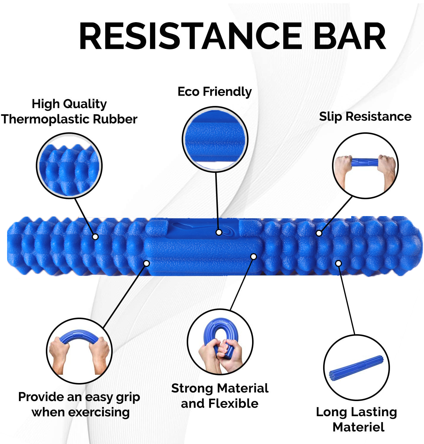 Flex Tennis Elbow Bar for Physical Therapy Grip Strength Hand Forearm Twist Exerciser for Golfer Rehab Tendonitis Pain