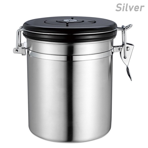 Stainless Steel Sealed Pot Tea Coffee Sugar Kitchen Storage Canister Jar Pot Set Home Storage Cafe Bean Seasoning can rganizaer: Silver