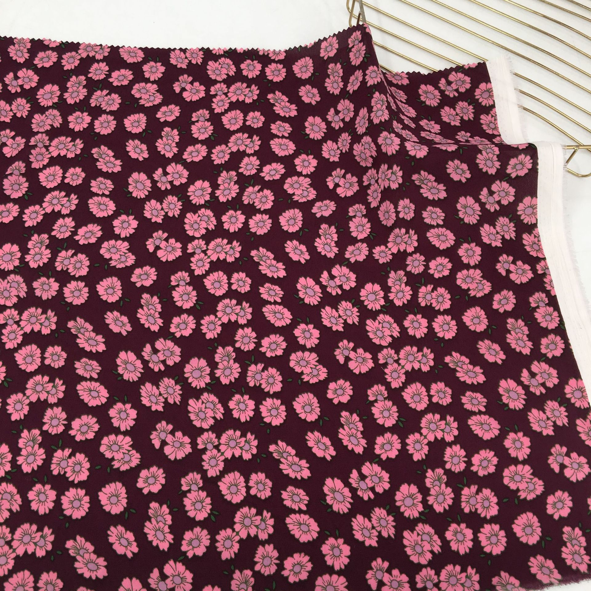 Korea stil blomst trykt chiffon stof materiale til diy sy patchwork blødt chiffon stof materiale til aften kjole nederdel: 2