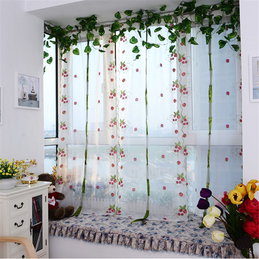 Nul aardbei bloem tule eindproduct raamschermen gordijn goedkoop goedkoop kopen  b777