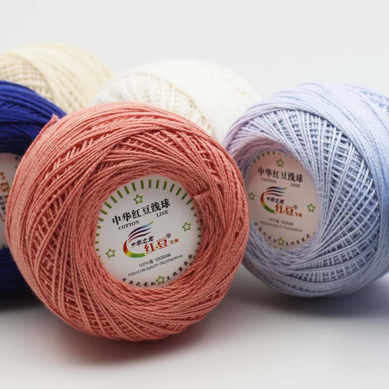 50G Dik Midden Dunne Kant Katoenen Garen Katoenen Draad Haak Draad Voor Hand Breien Naaigaren Breedte 1.5Mm #5
