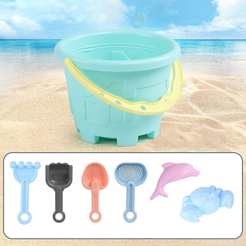 Strand Speelgoed Zandbak Siliconen Emmer En Zand Speelgoed Zandbak Outdoor Zomer Speelgoed Water Spel Winkelwagen Scoop Kind Schop Voor kids: 7pcs