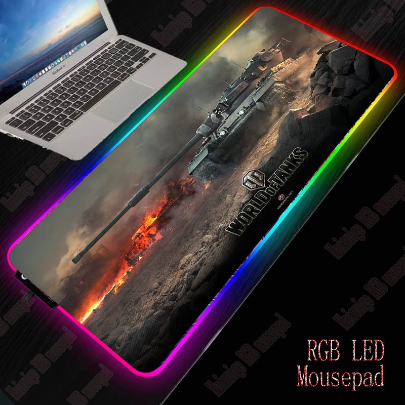 XGZ World of Tanks RGB Large Gaming Computer Gamer USB Wired LED Lighting Colorful Luminous Non-slip Mousepad Desk Pad Mice Mat