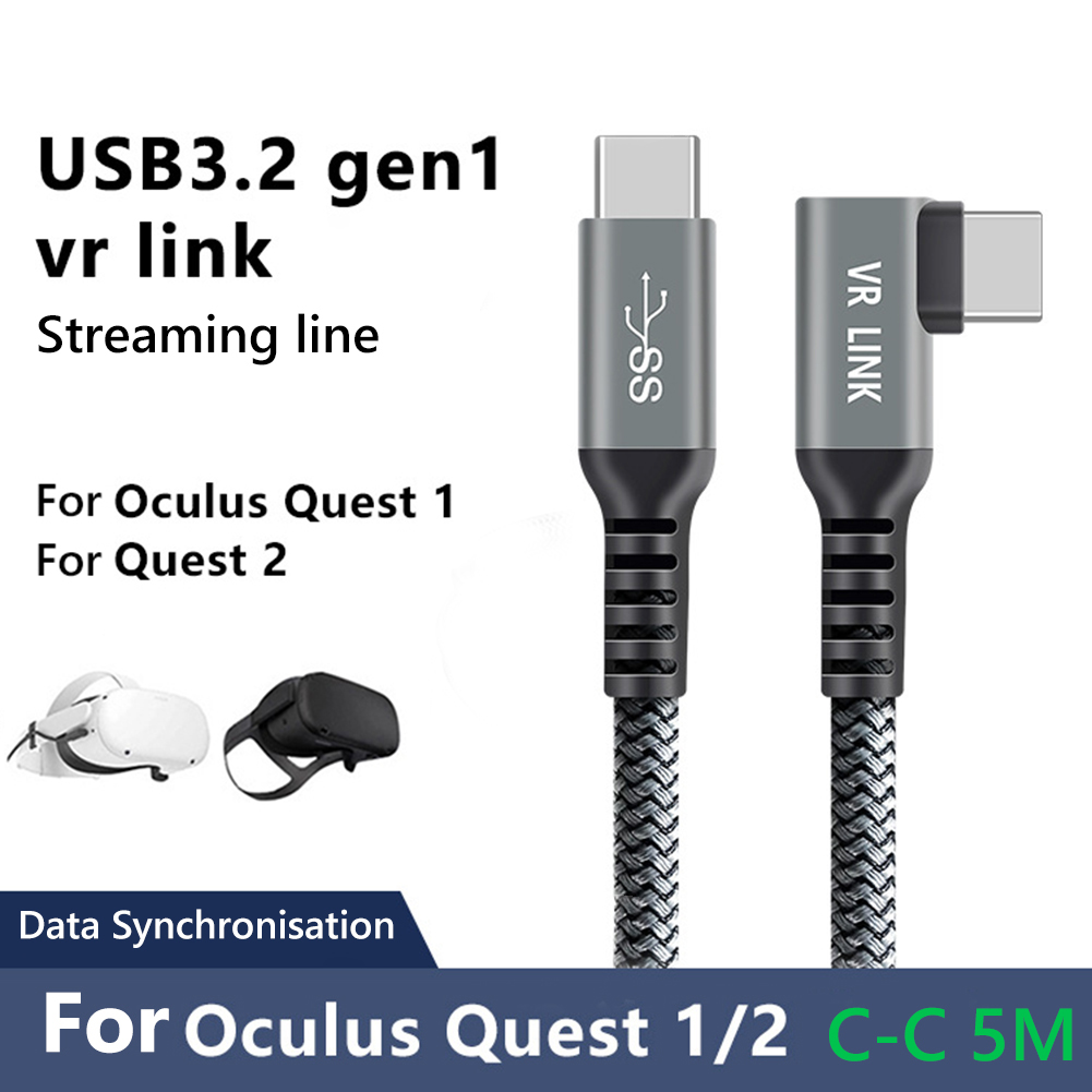 6/5M Charger Cable for Oculus Quest 2 Link Headset USB 3.2 Type C Data Line Transfer Type A to Type-C Cord VR Accessories: C To C 5M