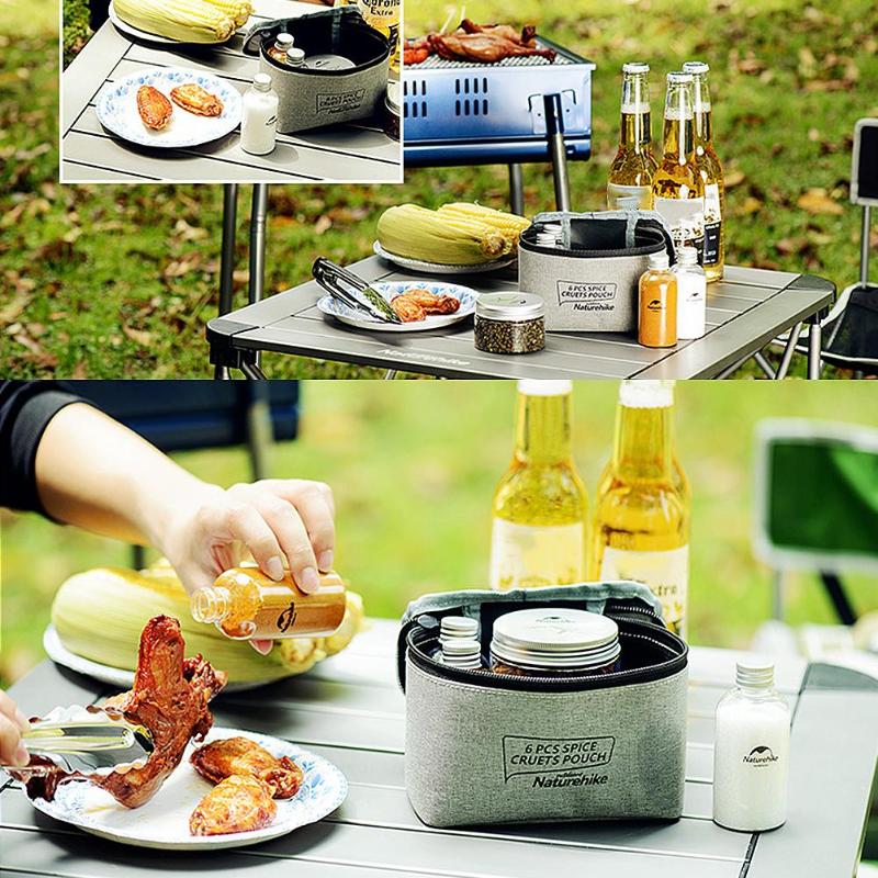 7 stk / sæt camping pice cruets krydderikrukke pose bbq arrangør portablecondiment flasker sæt til camping grill picnic